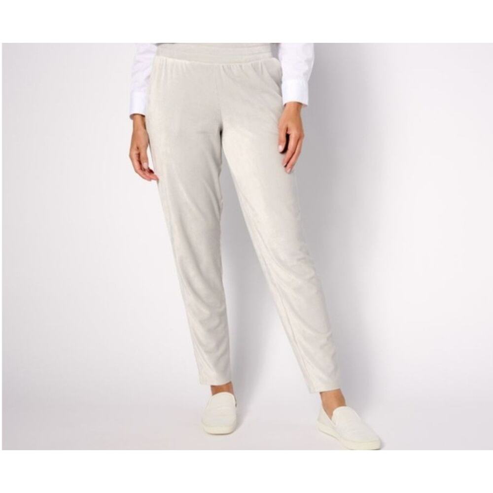Anybody Rib Velour Pull On Light Gray Size XL Tapered Leg Pant A624561 NWOT
